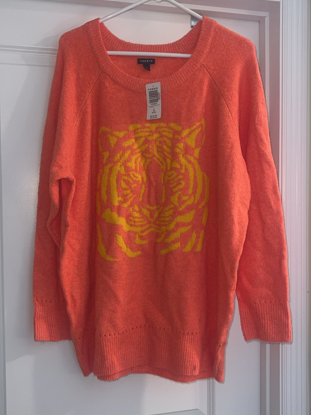 torrid Orange Sweater with Yellow Tiger Intarsia